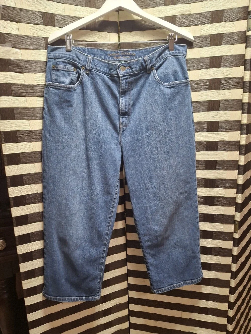 Y2K Lauren Jean Co. Crop Wide Leg Capri Denim Jeans Thailand Made Women Size 14 - Picture 3 of 16